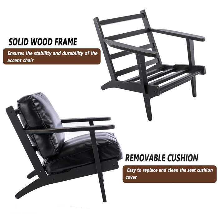 Corrigan Studio® Jamayra PU Leather Accent Chair, Mid Century Retro